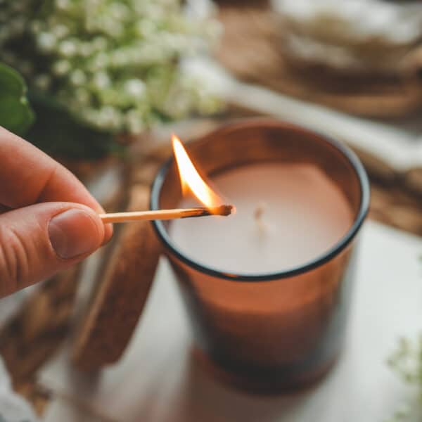 a candle being lit